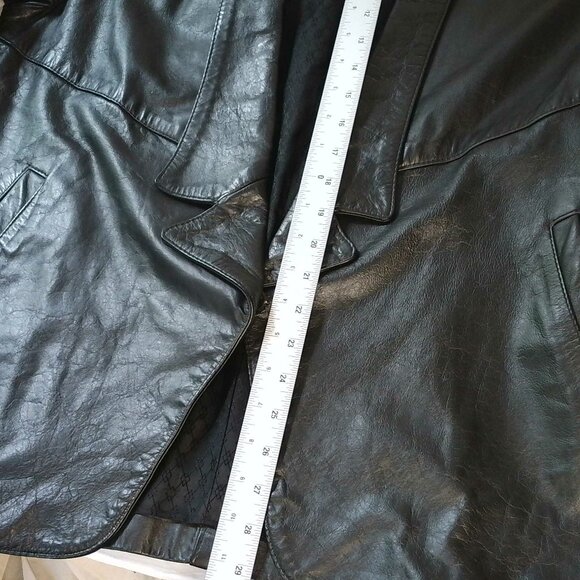 Fairfax & Kent vintage black leather puff sleeve and shoulder pads coat size 1X - Picture 5 of 7